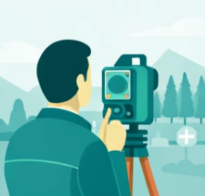 Géomètre-expert réalisant une mesure topographique